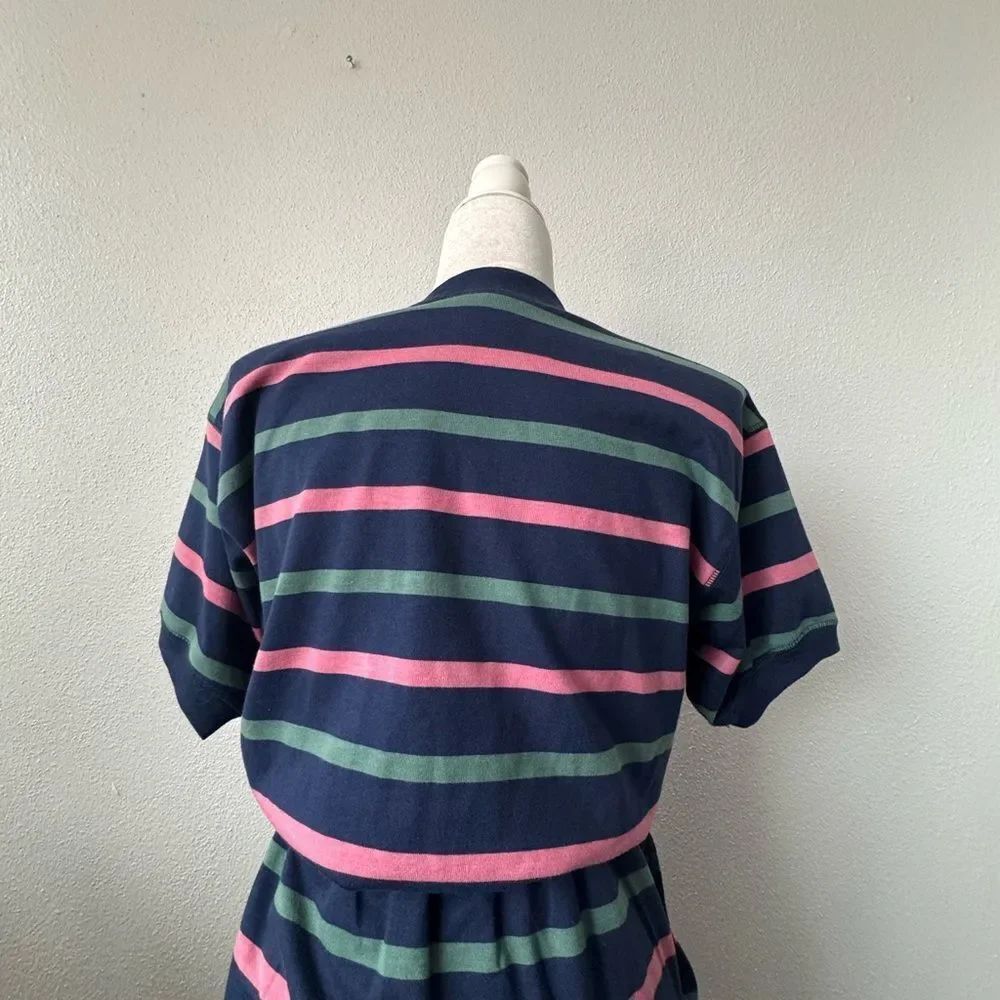 Paris Sport Club Striped Vintage Tee Shirt Dress Blue Striped SZ M - Picture 8 of 13
